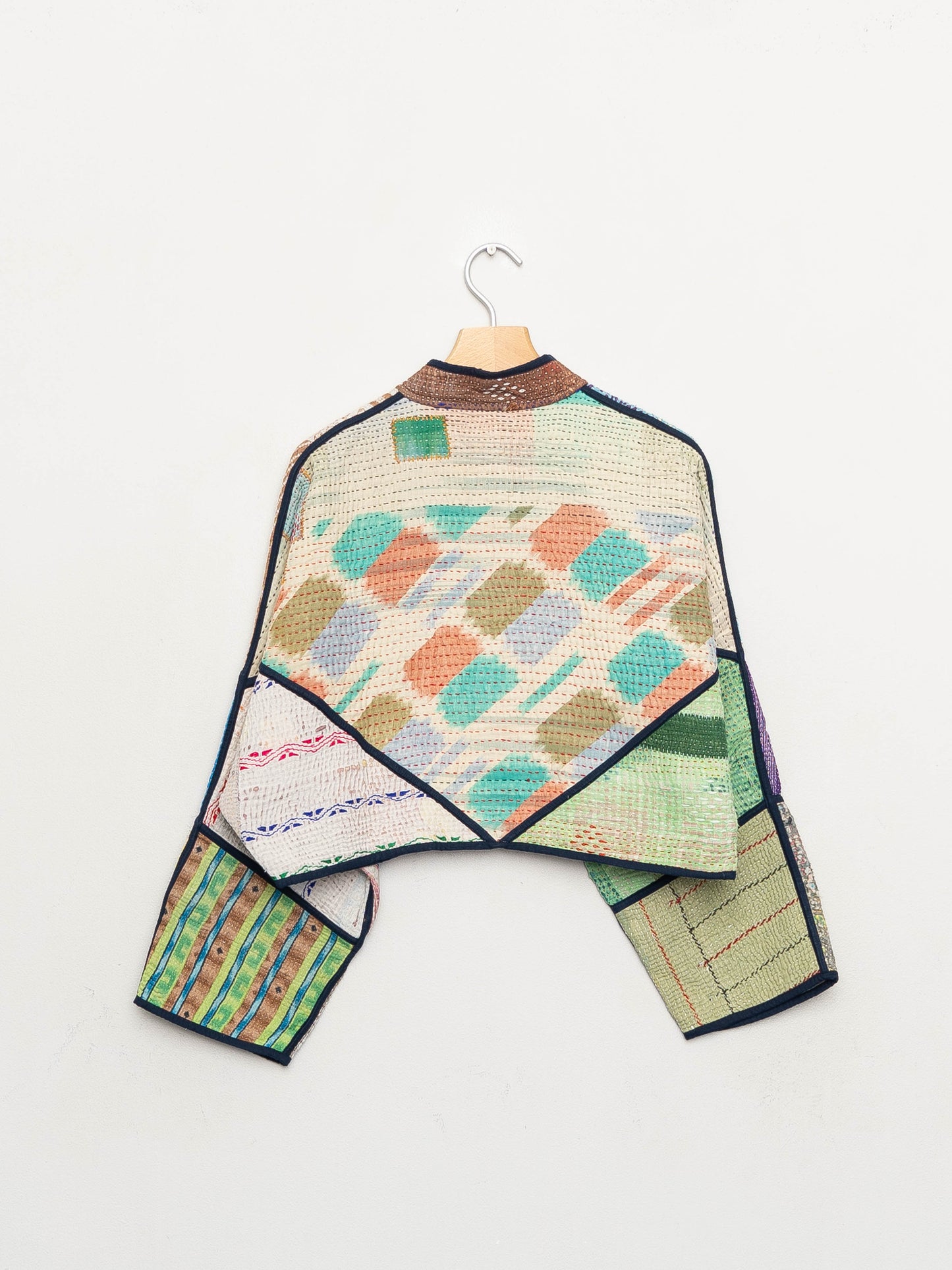 The Kaira Cropped Quilted Patchwork Kantha Jacket