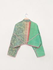 The Kaira Cropped Quilted Patchwork Kantha Jacket