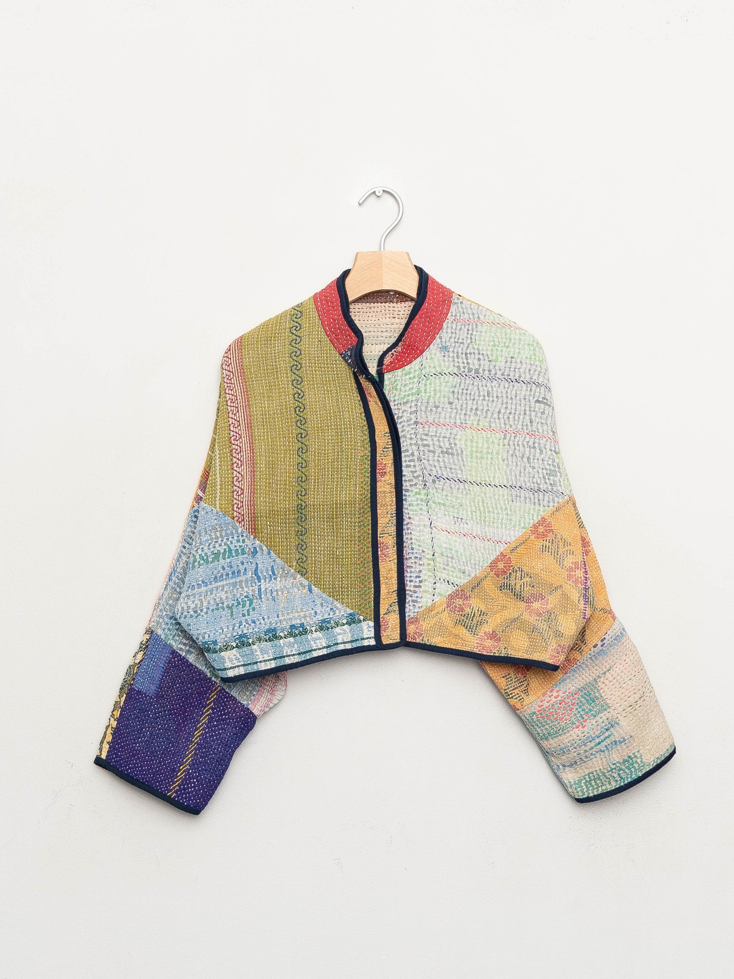 The Kaira Cropped Quilted Patchwork Kantha Jacket