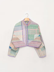The Kaira Cropped Quilted Patchwork Kantha Jacket