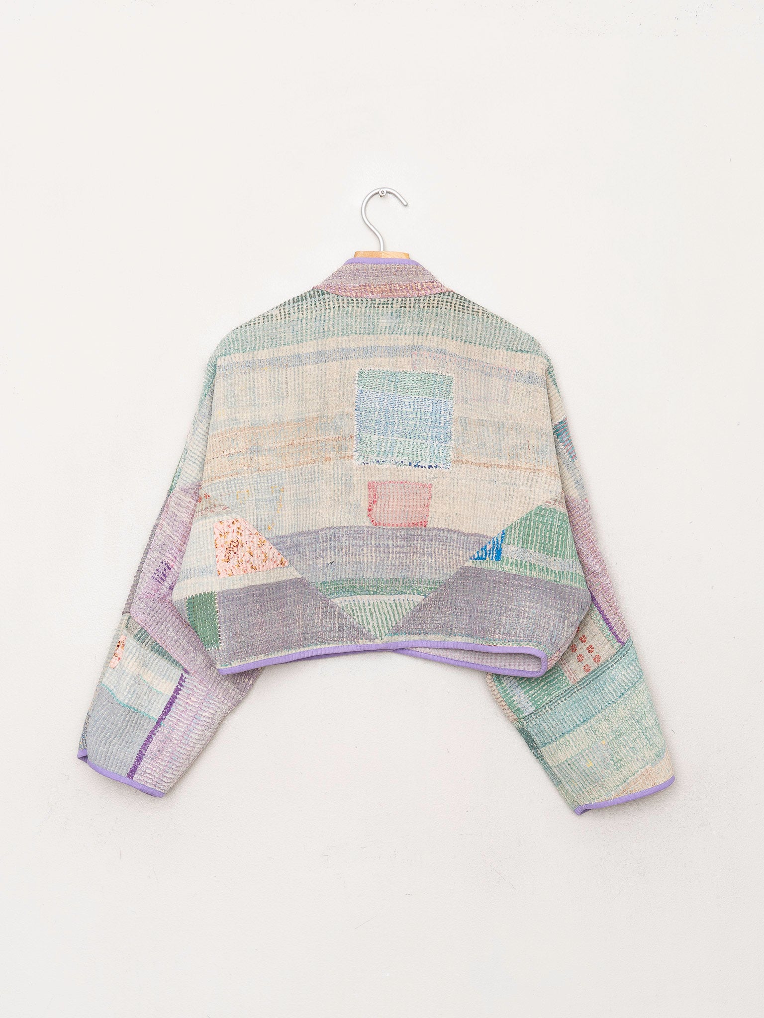 The Kaira Cropped Quilted Patchwork Kantha Jacket