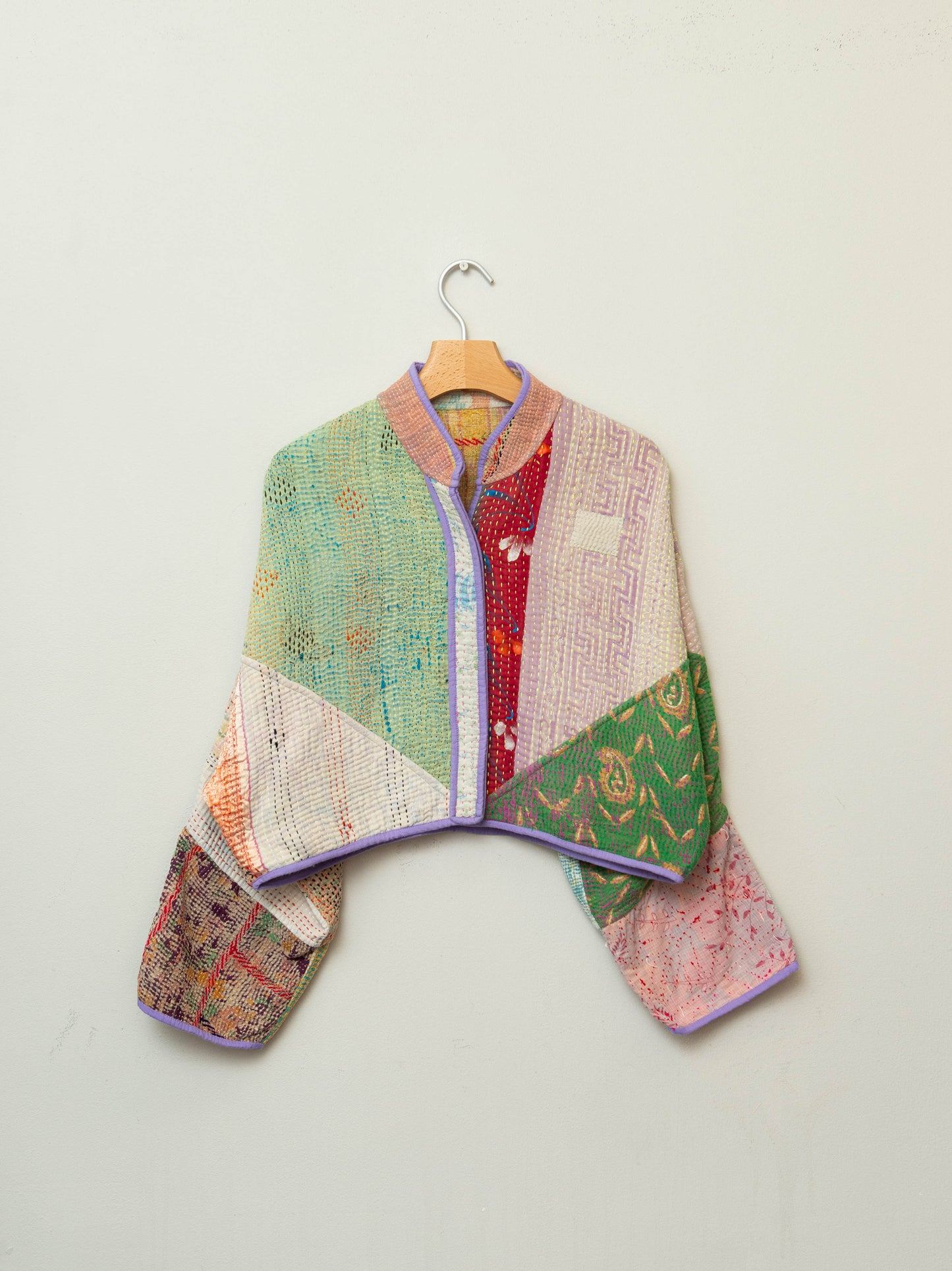 The Kaira Cropped Quilted Patchwork Kantha Jacket