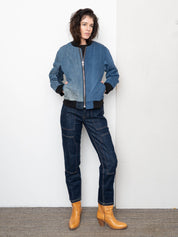 The Veda Denim Bomber Jacket - Small