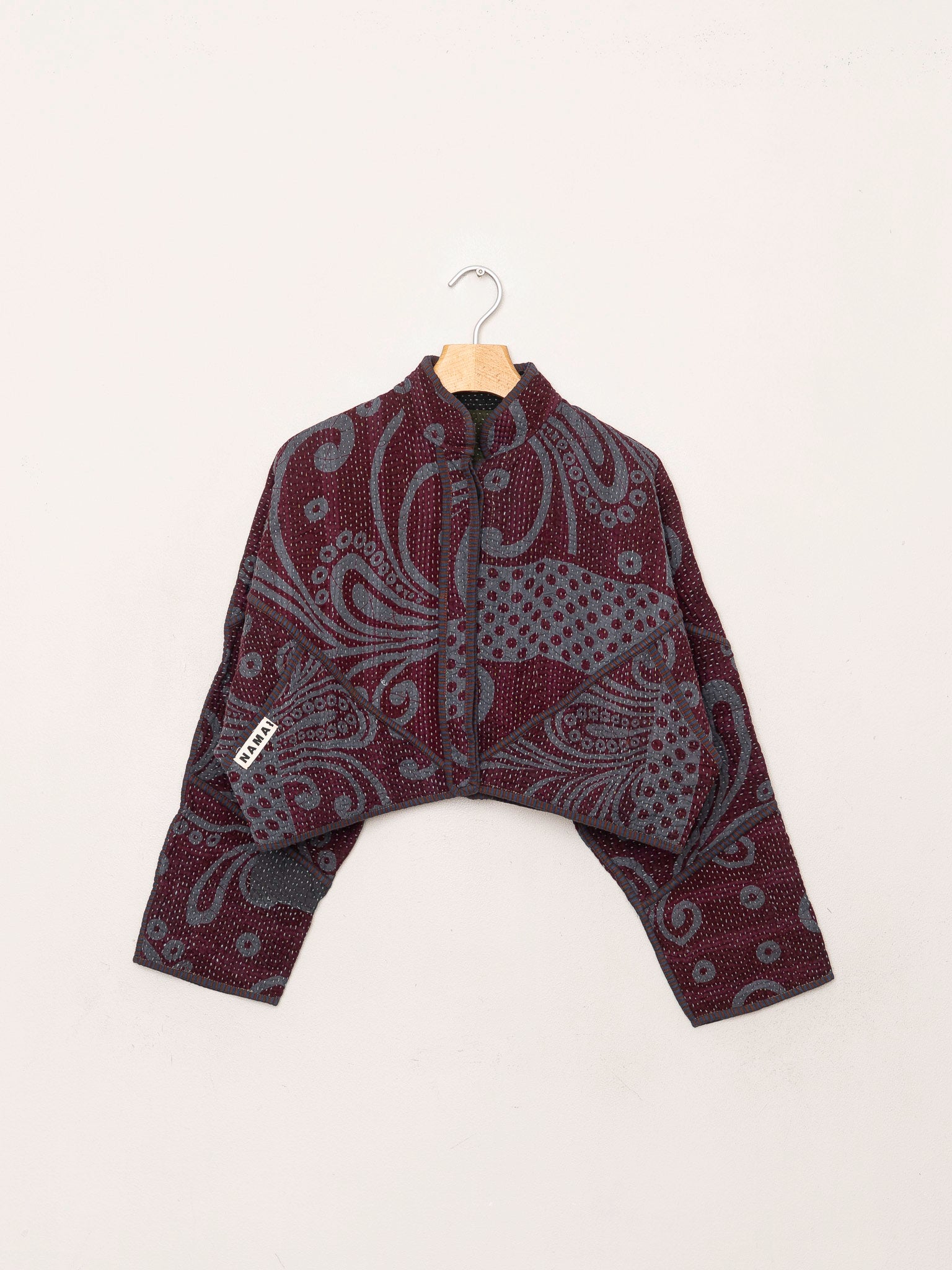 The Kaira Cropped Quilted Patchwork Kantha Jacket