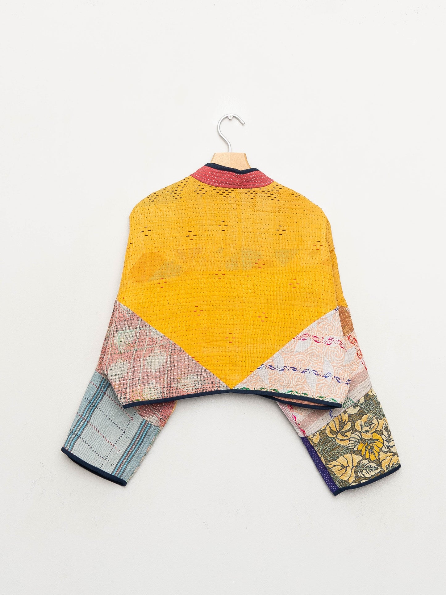 The Kaira Cropped Quilted Patchwork Kantha Jacket