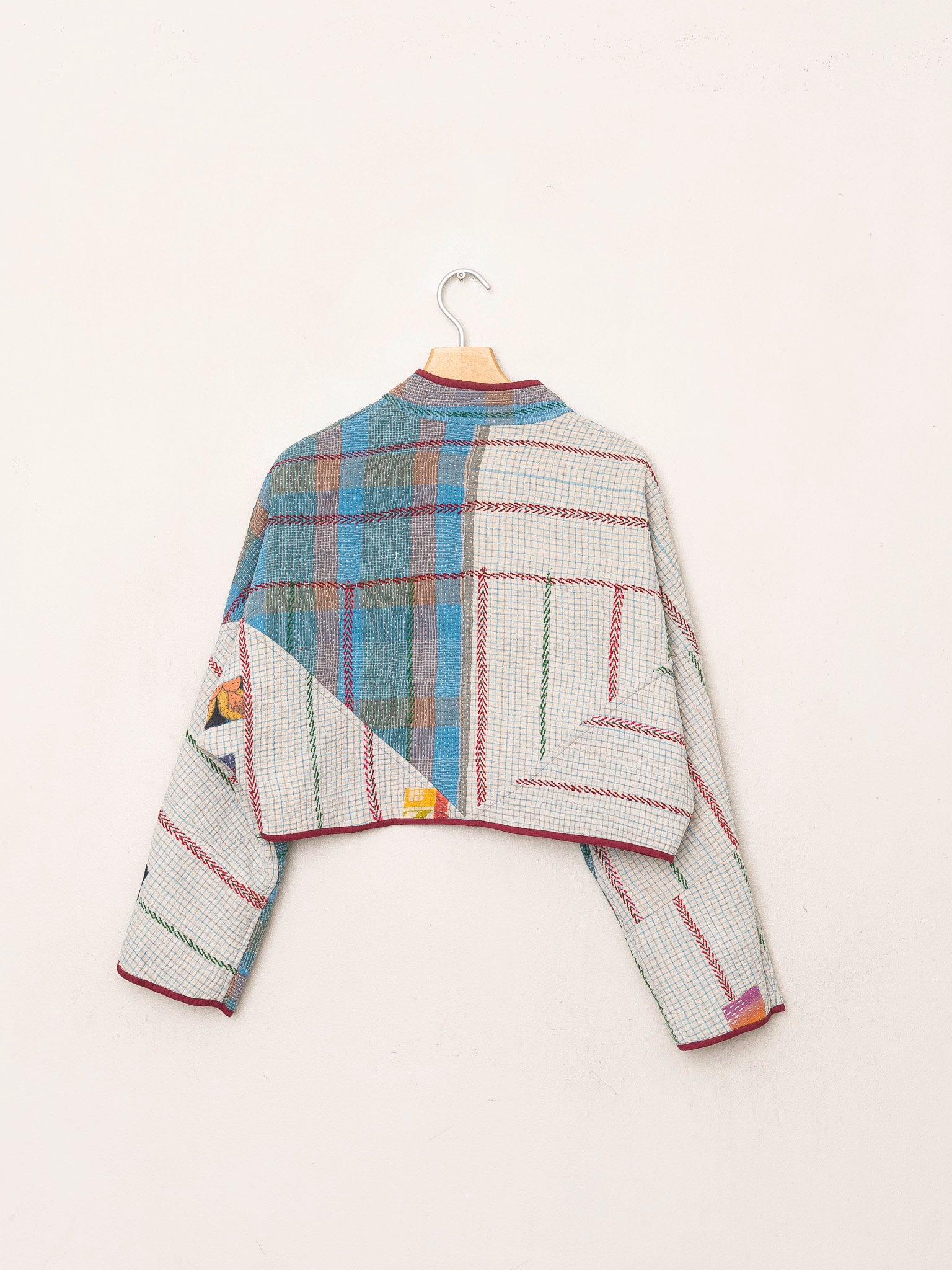 The Kaira Cropped Quilted Patchwork Kantha Jacket