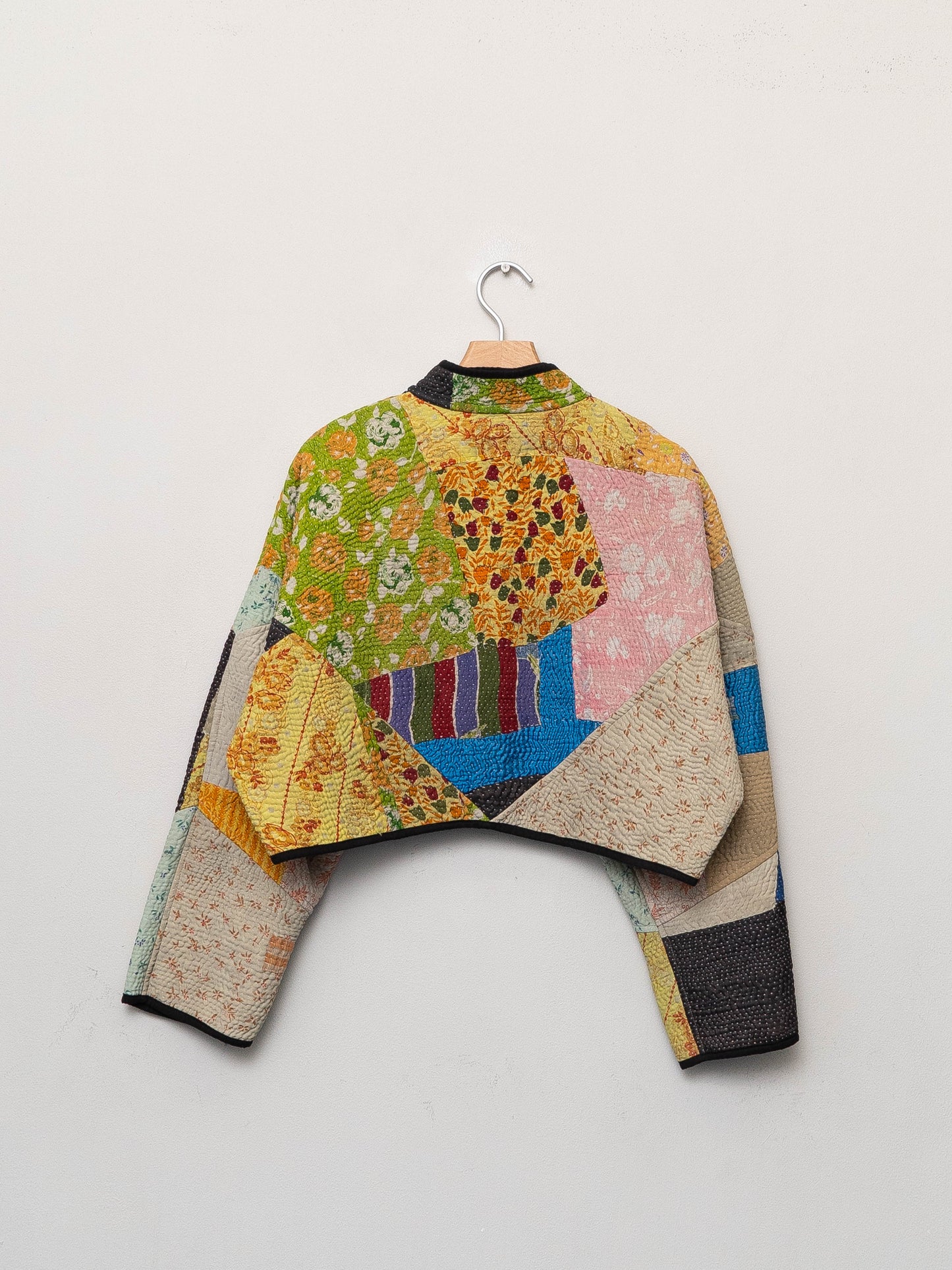 The Kaira Cropped Quilted Patchwork Kantha Jacket