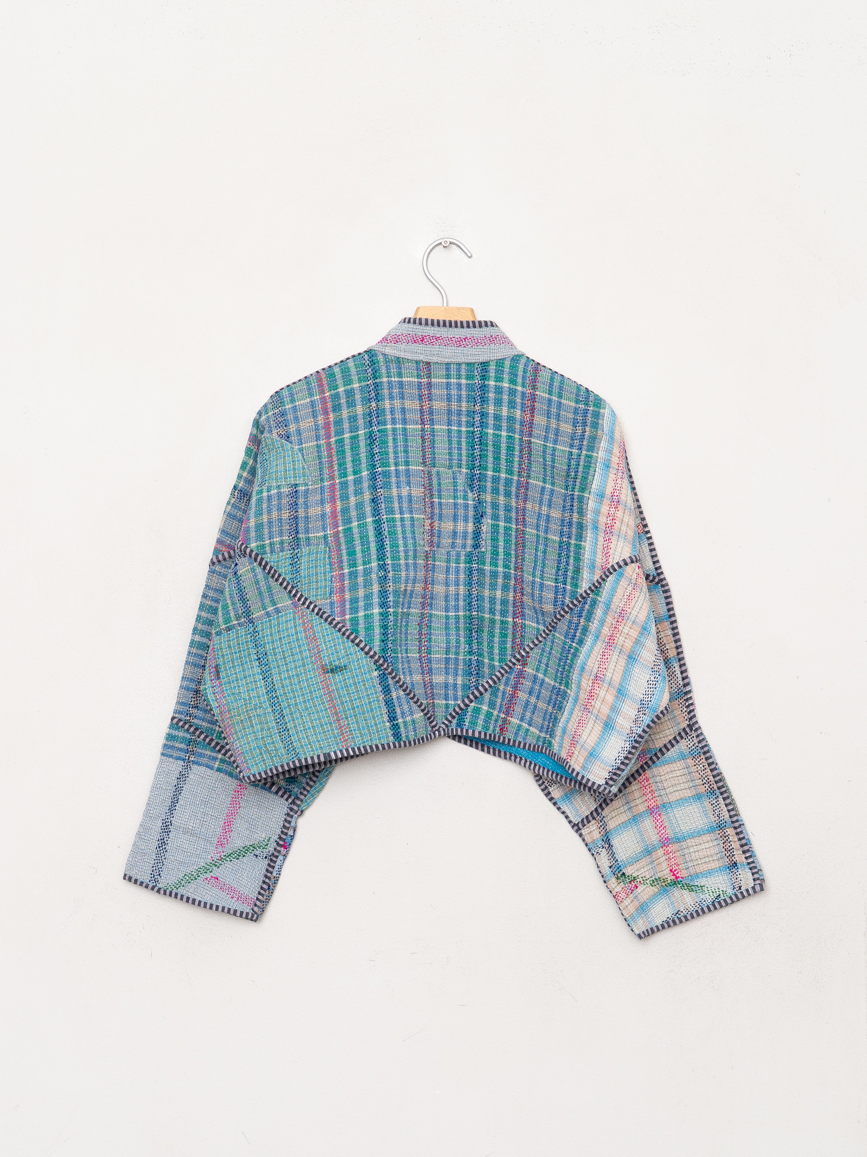 The Kaira Cropped Quilted Patchwork Kantha Jacket