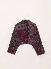 The Kaira Cropped Quilted Patchwork Kantha Jacket