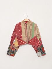 The Kaira Cropped Quilted Patchwork Kantha Jacket