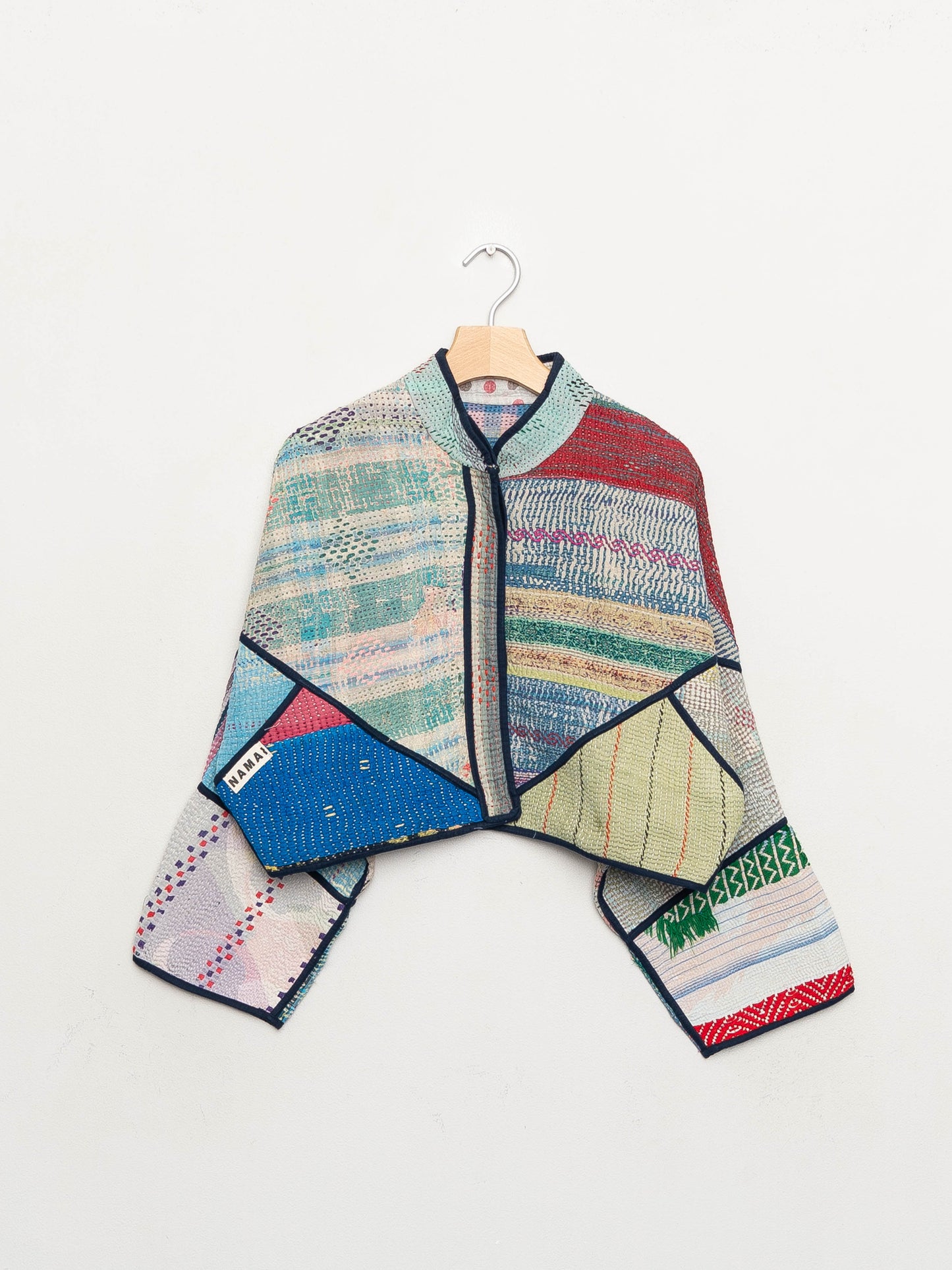 The Kaira Cropped Quilted Patchwork Kantha Jacket