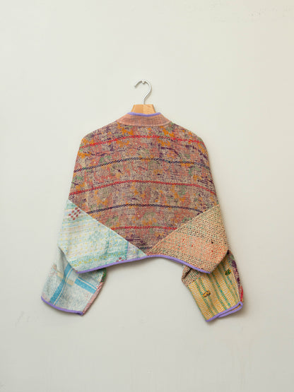 The Kaira Cropped Quilted Patchwork Kantha Jacket