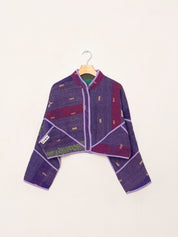 The Kaira Cropped Quilted Patchwork Kantha Jacket