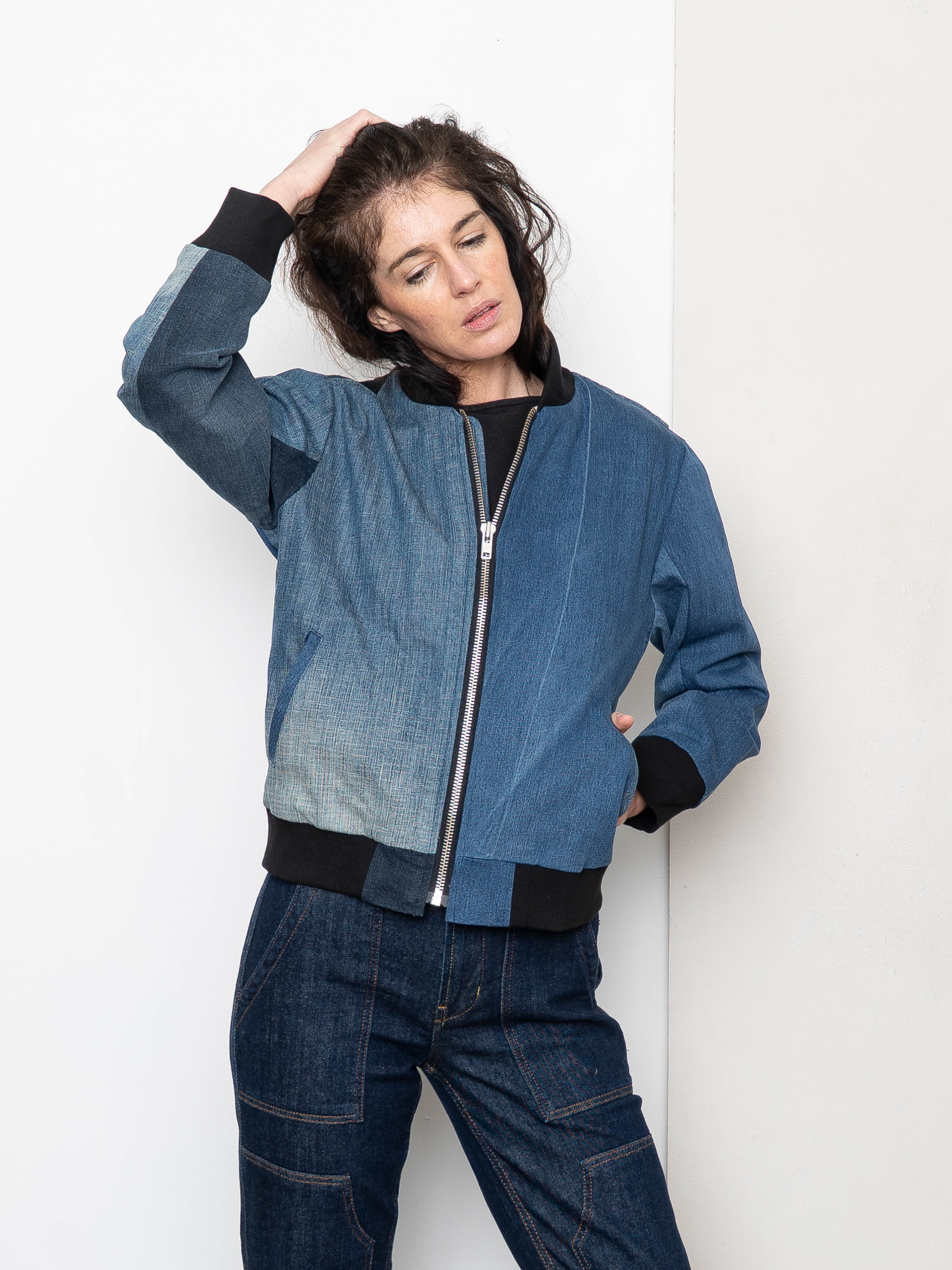 The Veda Denim Bomber Jacket - Small