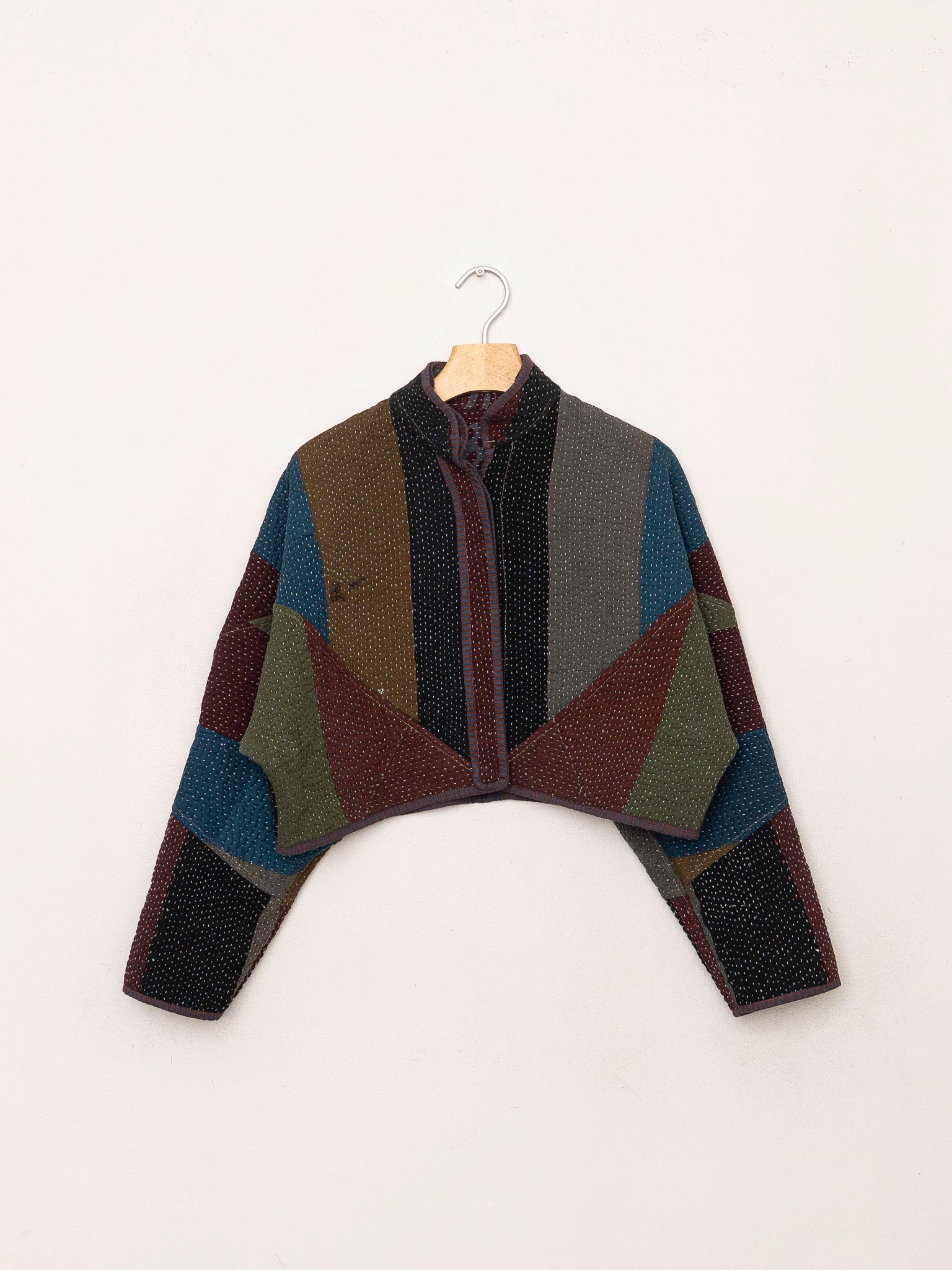 The Kaira Cropped Quilted Patchwork Kantha Jacket
