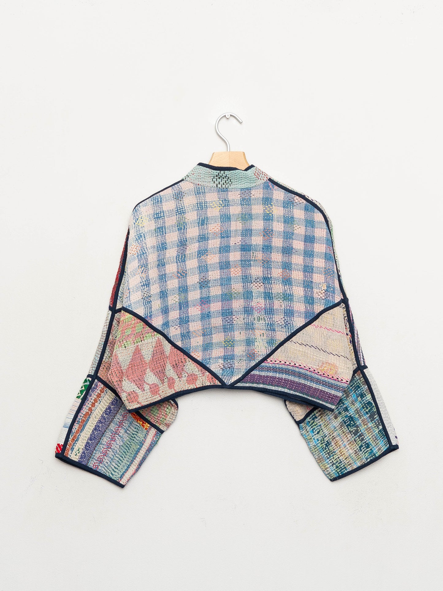 The Kaira Cropped Quilted Patchwork Kantha Jacket