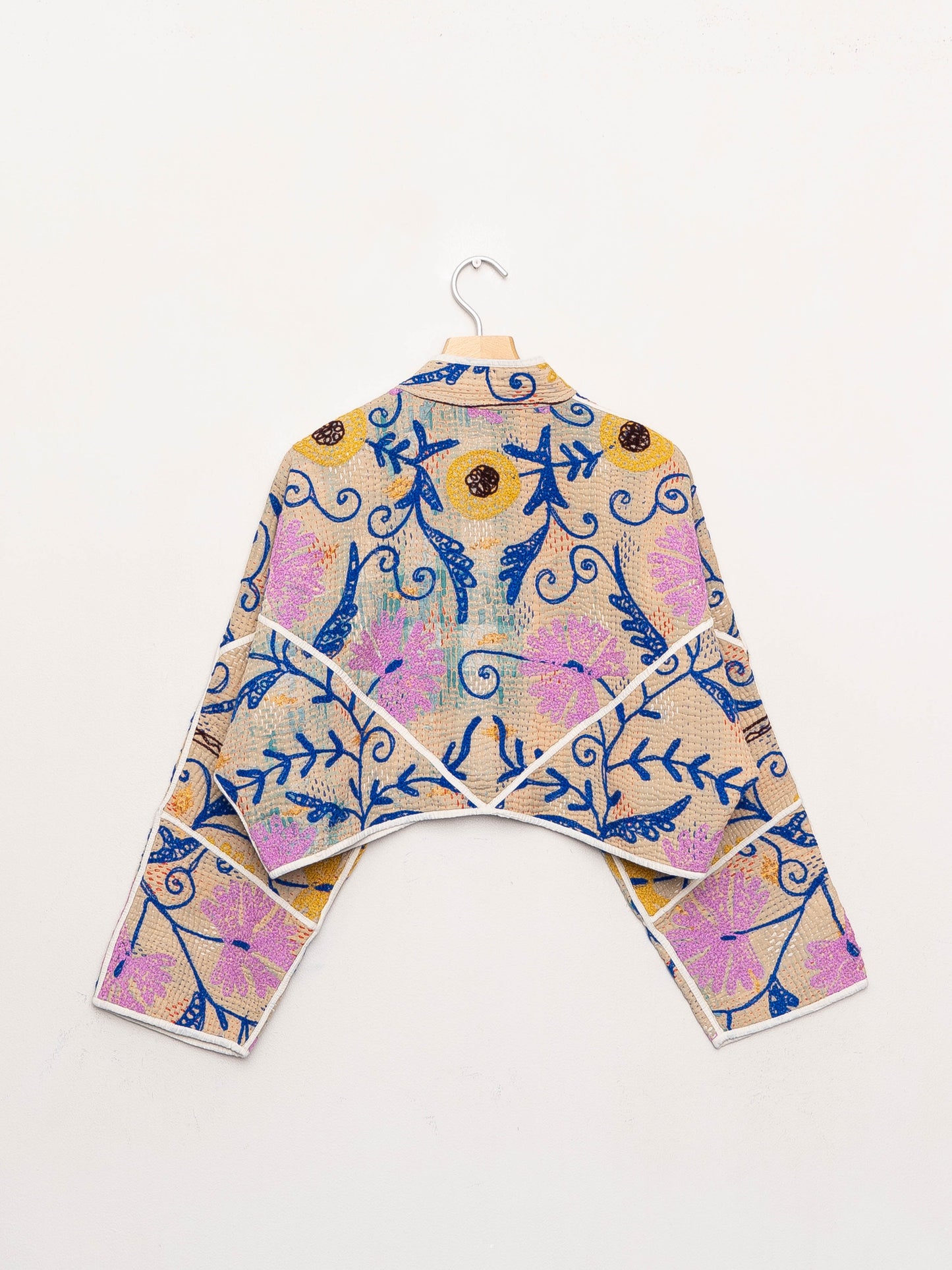 The Kaira Cropped Suzani Quilted Kantha Jacket