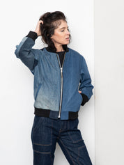The Veda Denim Bomber Jacket - Small