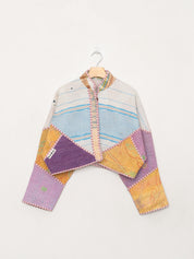 The Kaira Cropped Quilted Patchwork Kantha Jacket