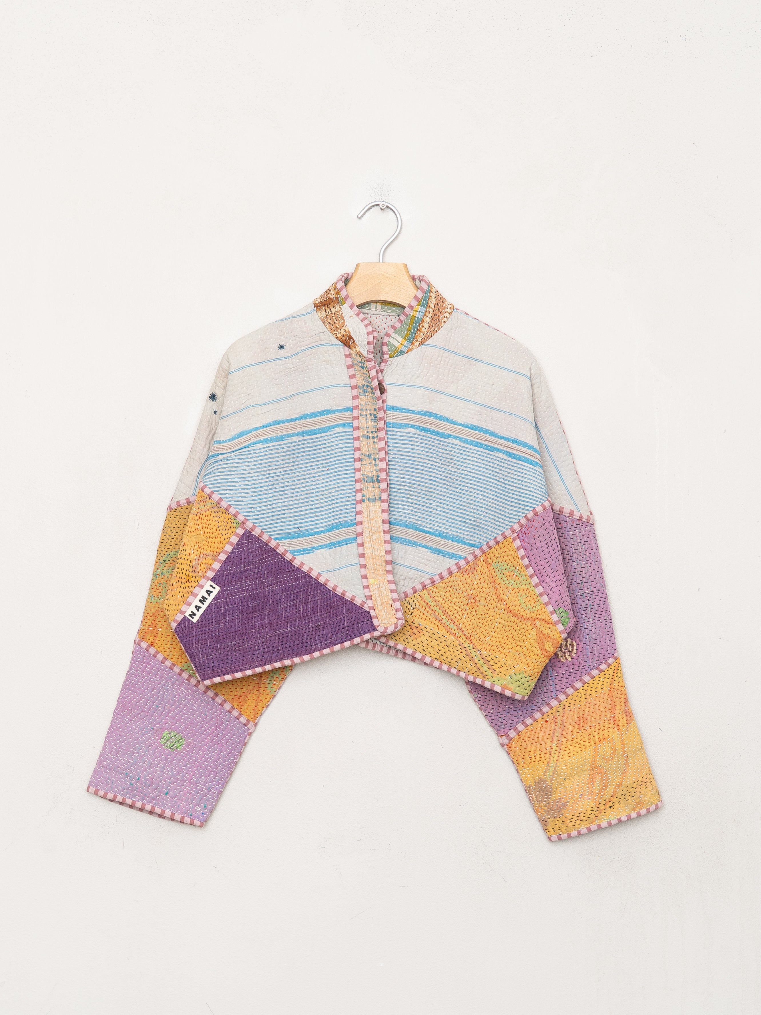 The Kaira Cropped Quilted Patchwork Kantha Jacket
