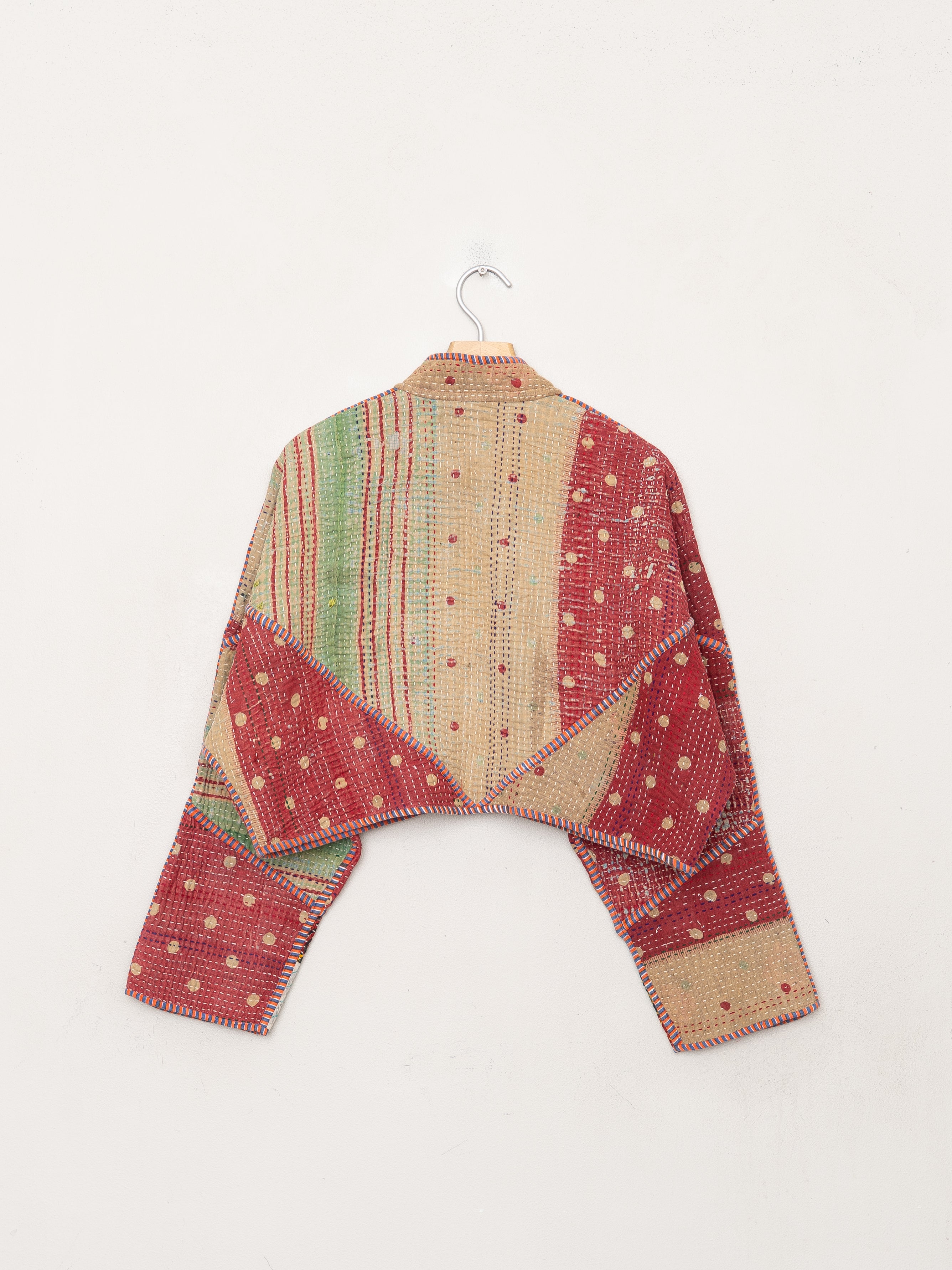 The Kaira Cropped Quilted Patchwork Kantha Jacket