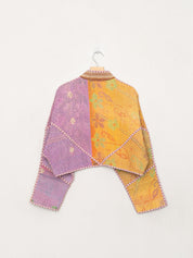 The Kaira Cropped Quilted Patchwork Kantha Jacket