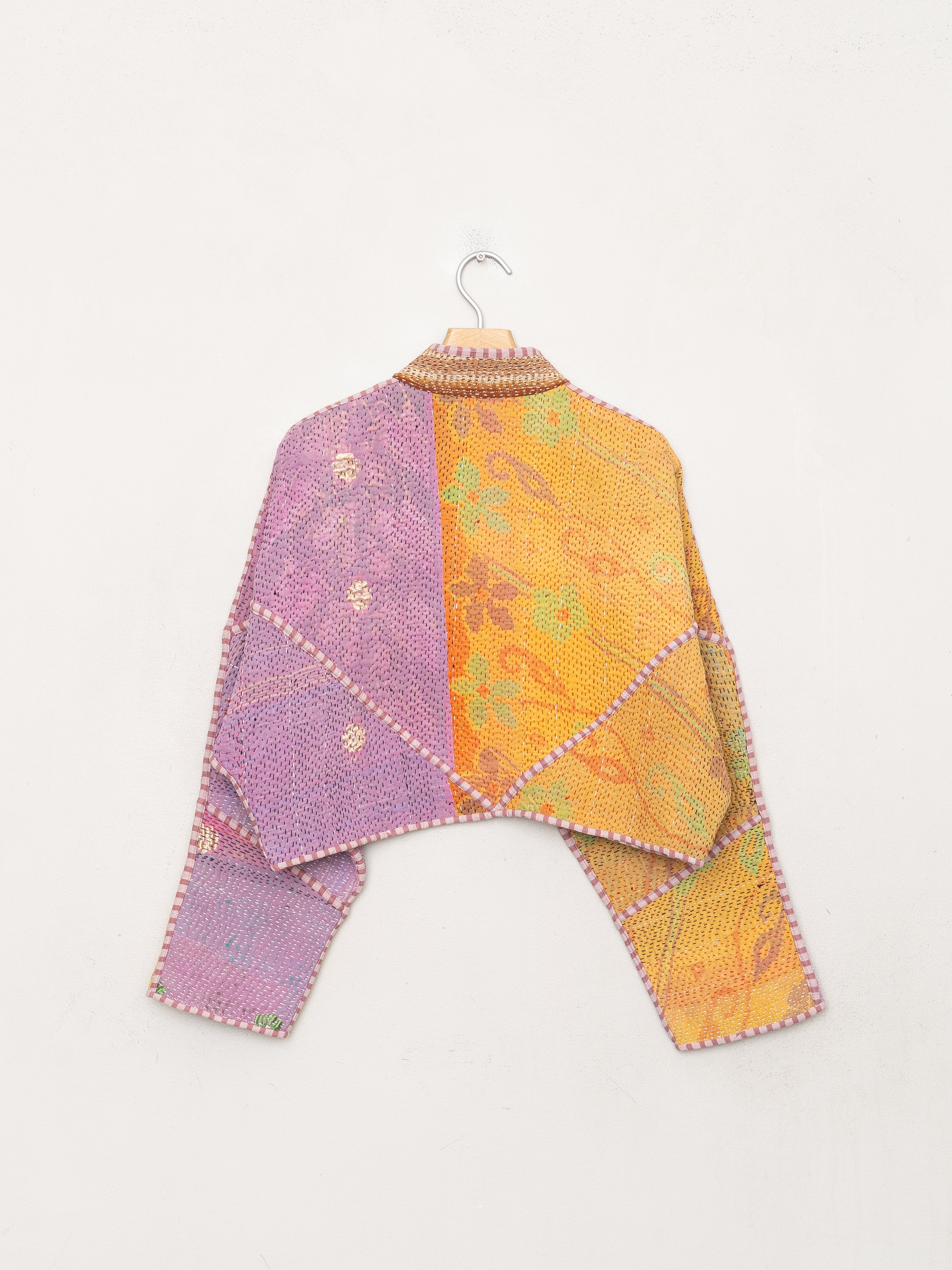 The Kaira Cropped Quilted Patchwork Kantha Jacket