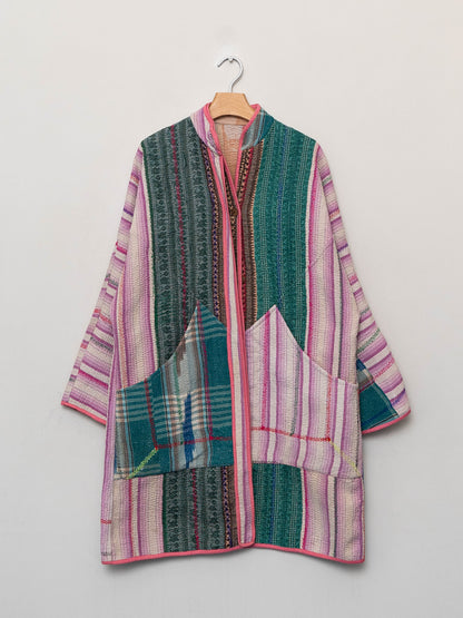 The Sai Quilted Patchwork Kantha Coat