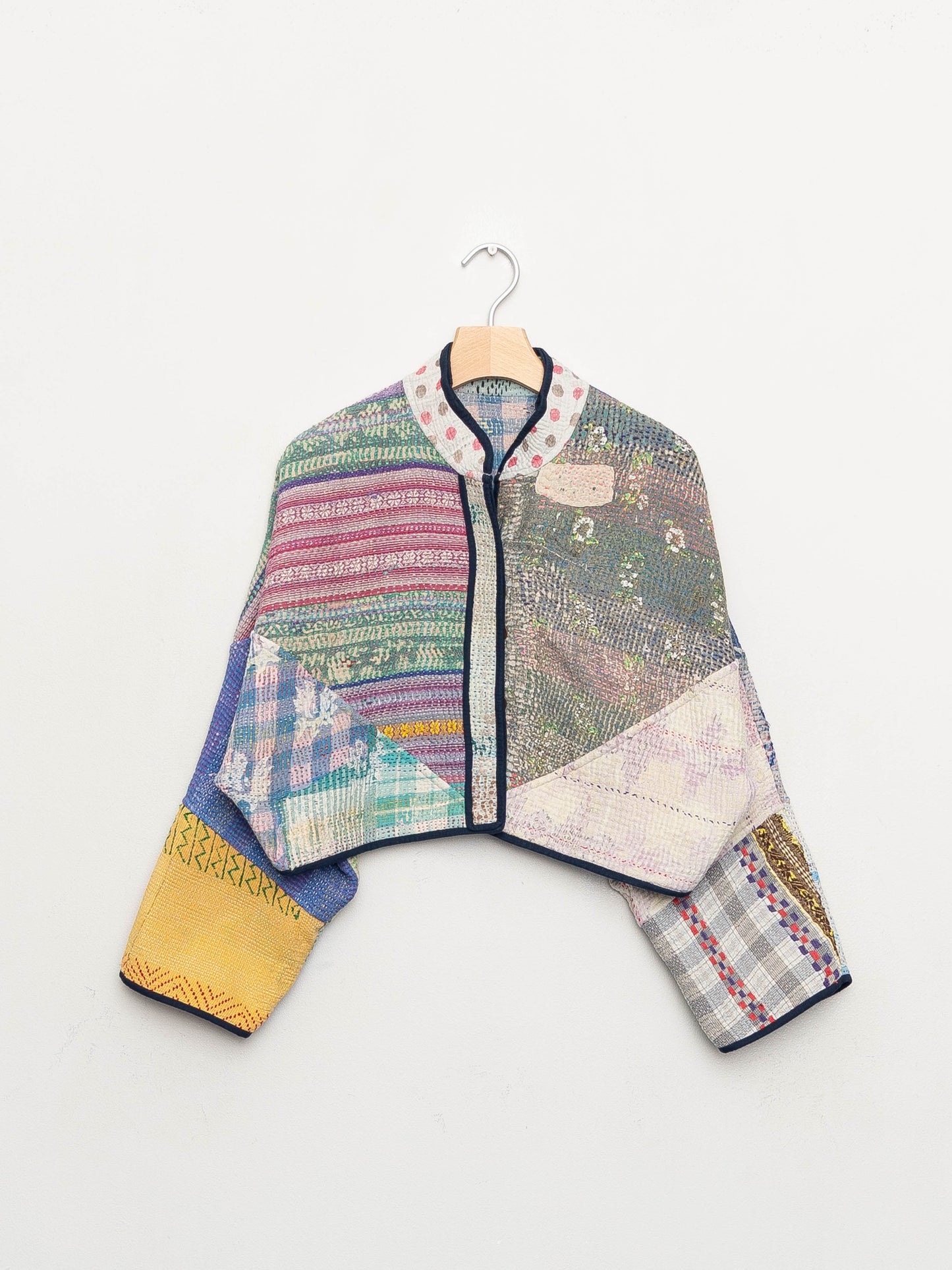 The Kaira Cropped Quilted Patchwork Kantha Jacket