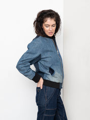 The Veda Denim Bomber Jacket - Small
