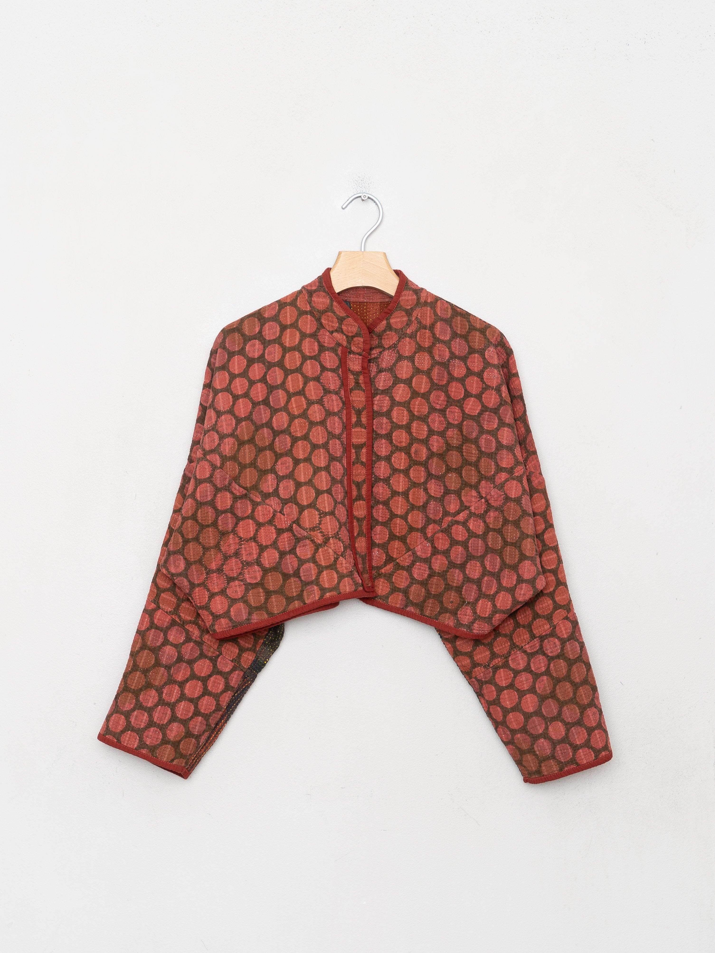 The Kaira Cropped Quilted Indigo Kantha Jacket