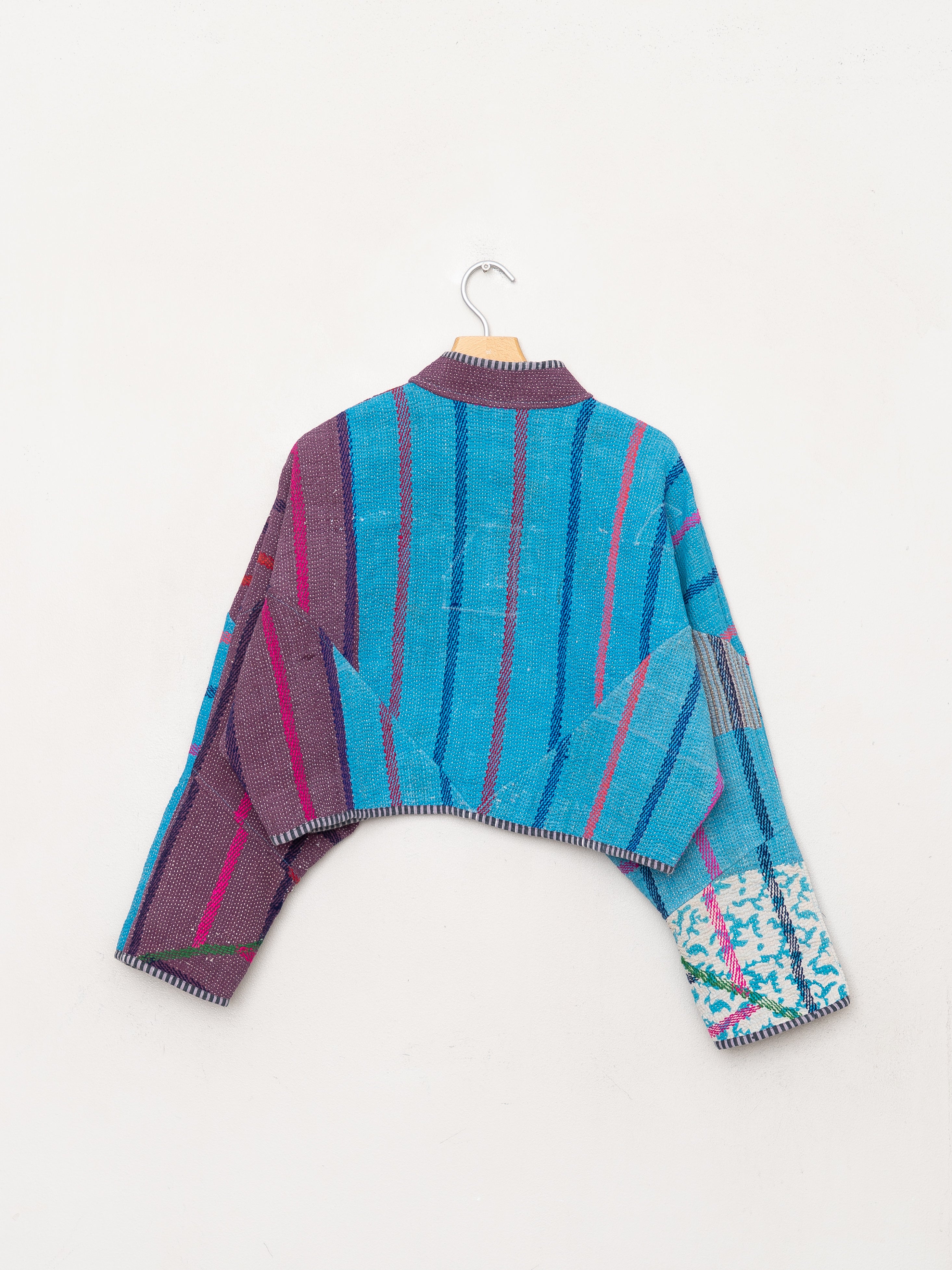 The Kaira Cropped Quilted Patchwork Kantha Jacket