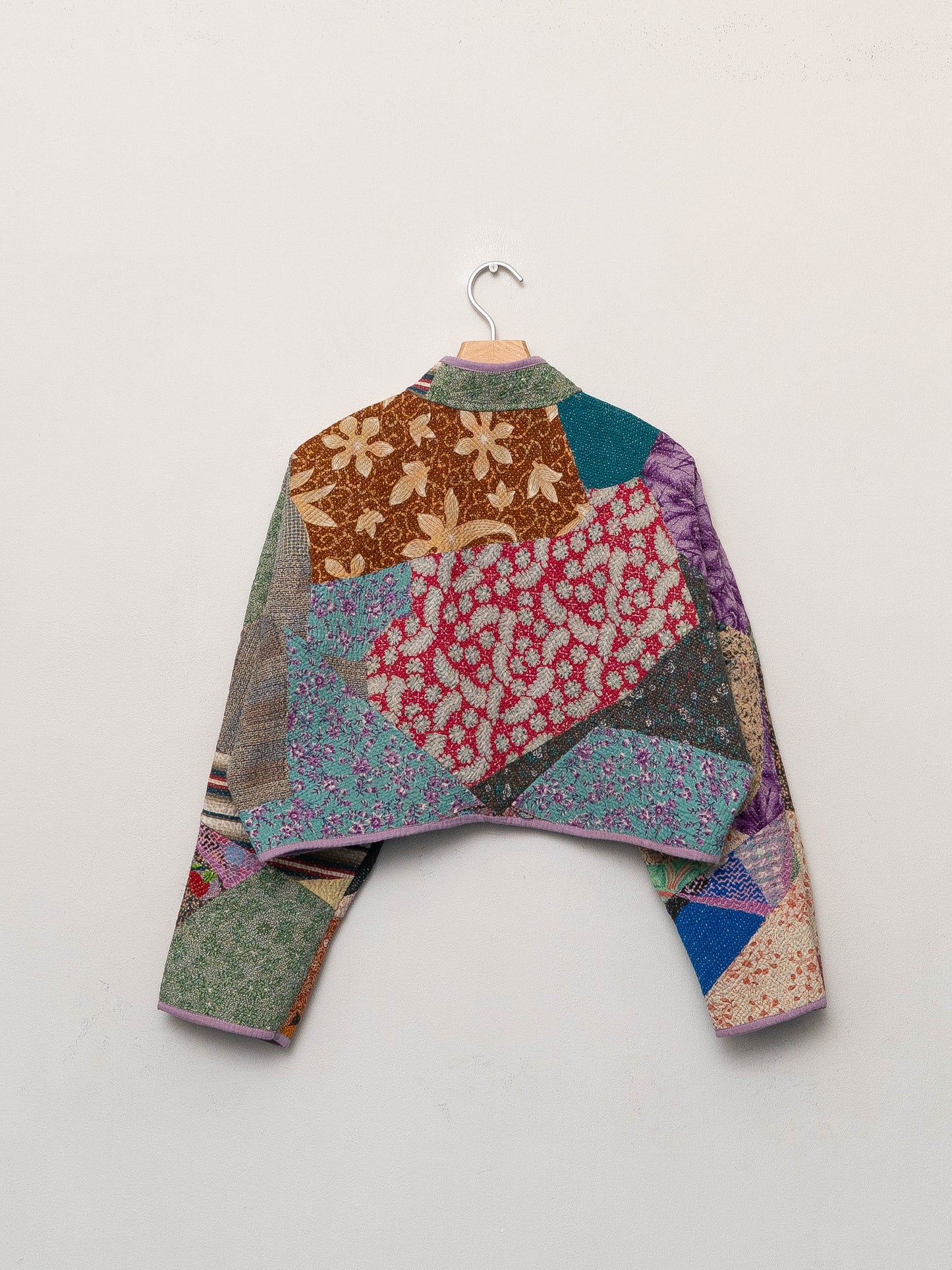 The Kaira Cropped Quilted Patchwork Kantha Jacket