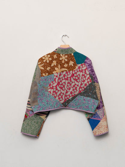 The Kaira Cropped Quilted Patchwork Kantha Jacket