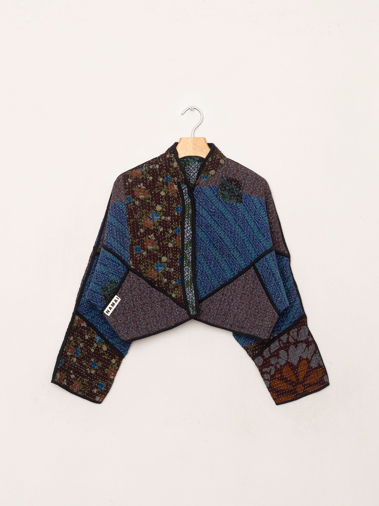 The Kaira Cropped Quilted Patchwork Kantha Jacket