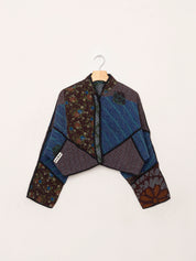 The Kaira Cropped Quilted Patchwork Kantha Jacket