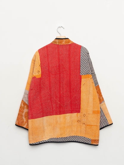 The Narmada Quilted Patchwork Kantha Jacket