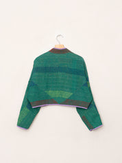 The Kaira Cropped Quilted Patchwork Kantha Jacket