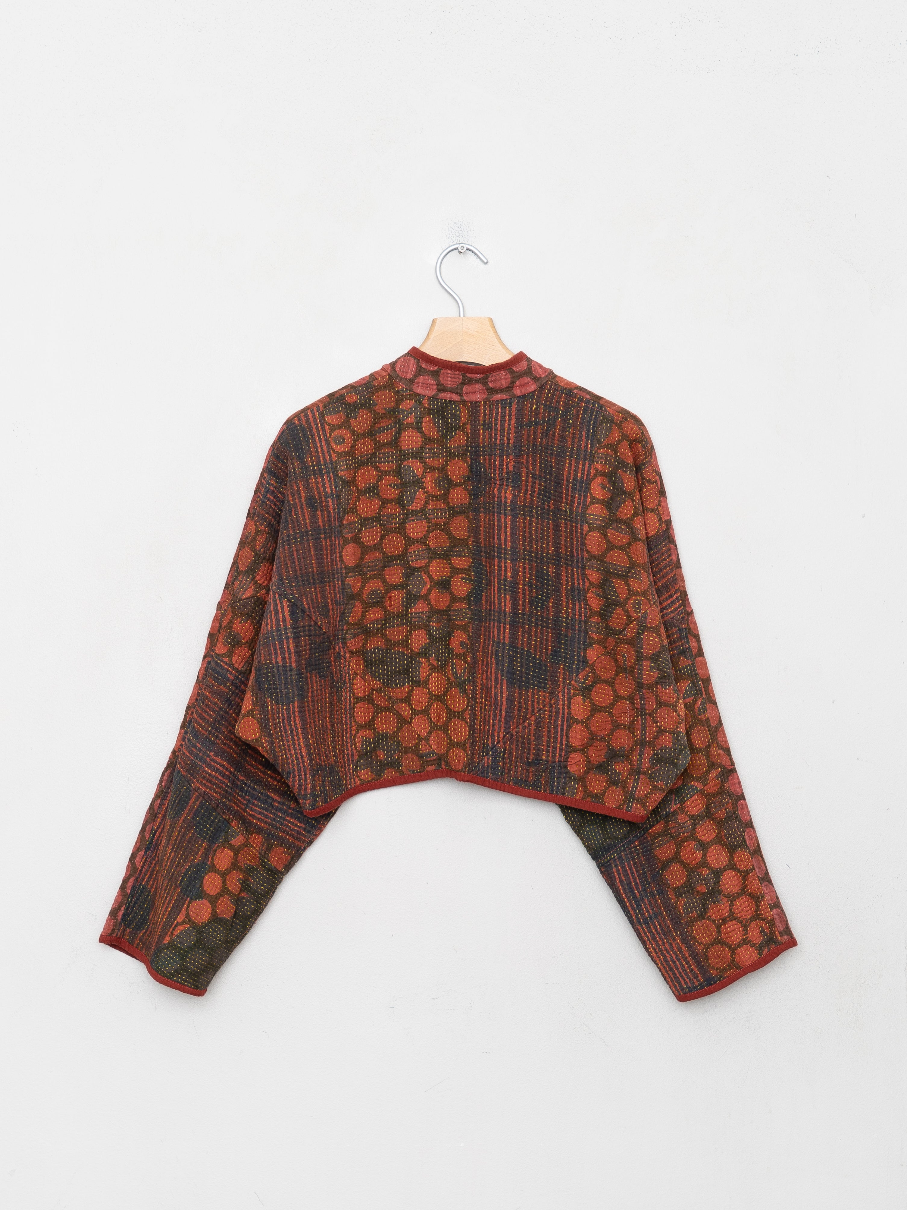 The Kaira Cropped Quilted Indigo Kantha Jacket
