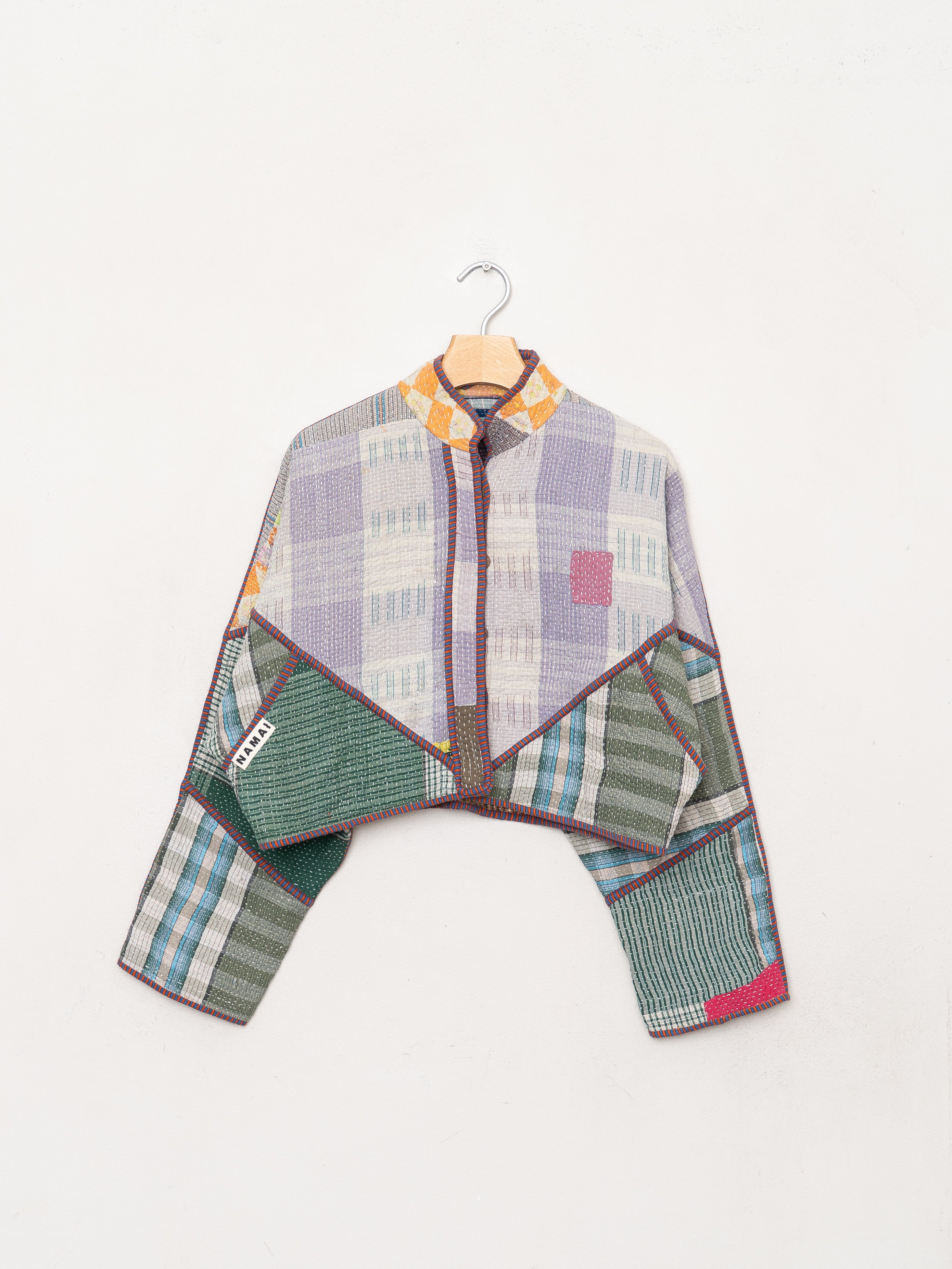 The Kaira Cropped Quilted Patchwork Kantha Jacket