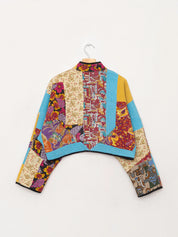The Kaira Cropped Quilted Patchwork Kantha Jacket