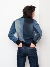 The Veda Denim Bomber Jacket - Small