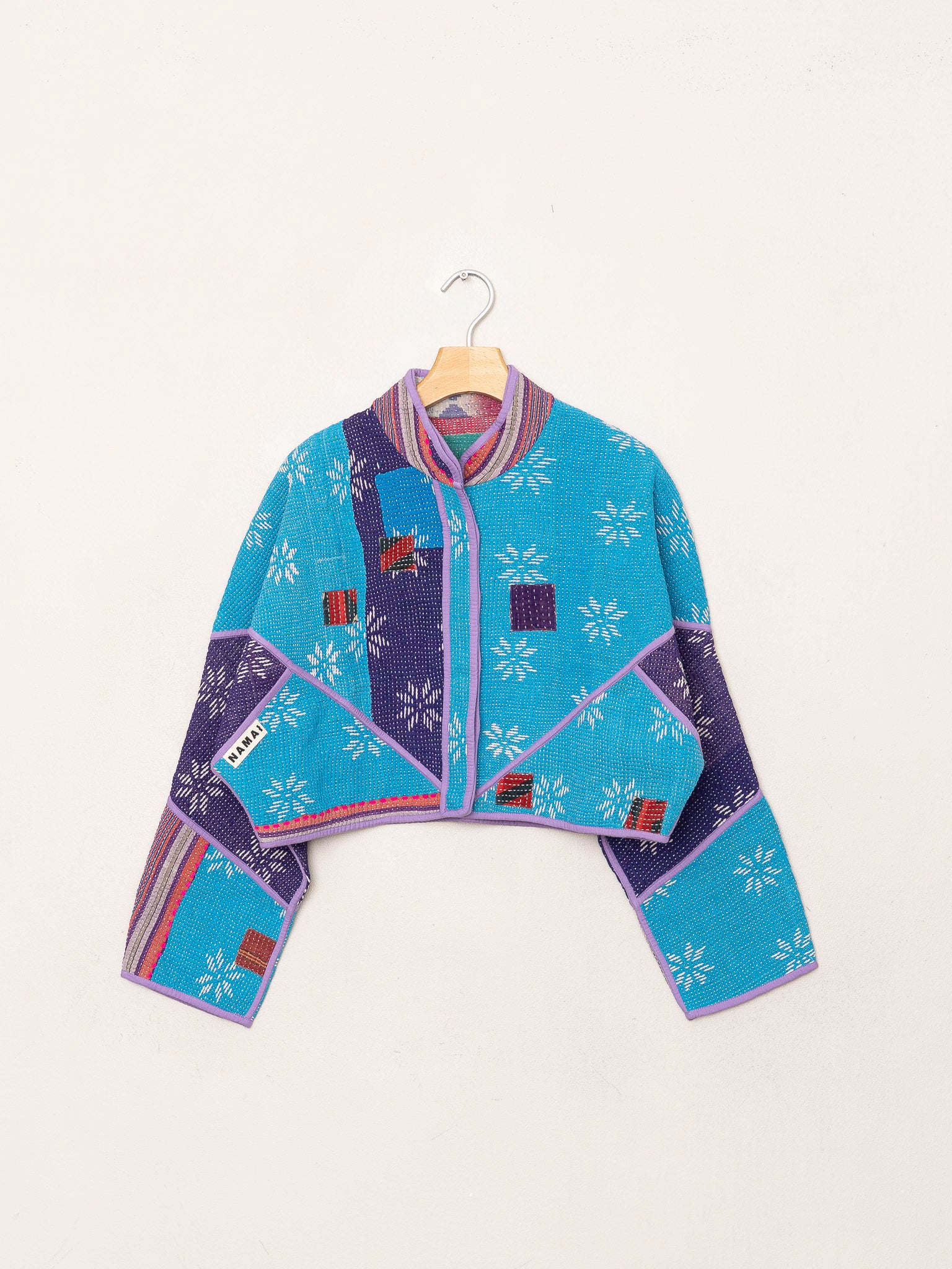 The Kaira Cropped Quilted Patchwork Kantha Jacket