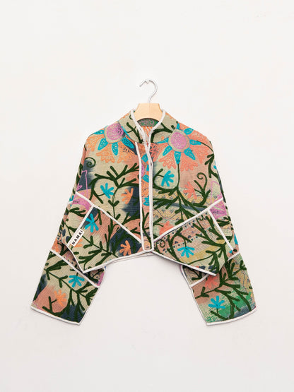 The Kaira Cropped Suzani Quilted Kantha Jacket