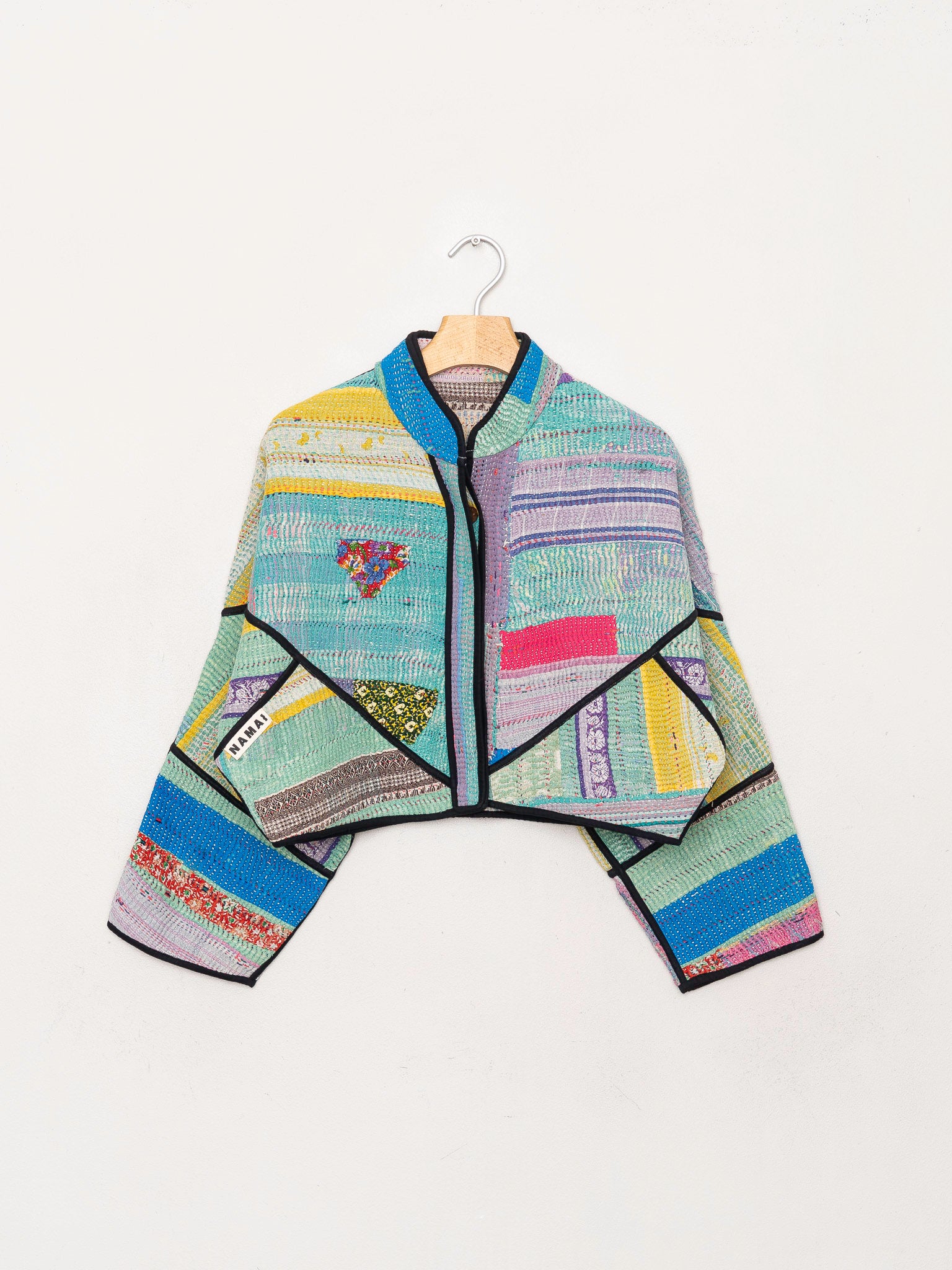 The Kaira Cropped Quilted Patchwork Kantha Jacket