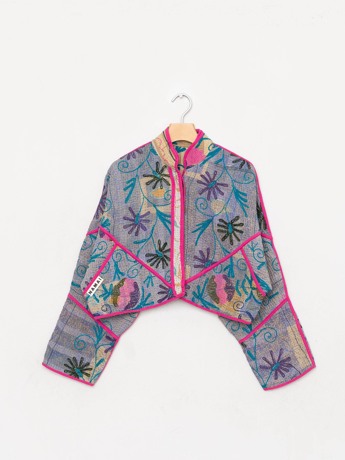 The Kaira Cropped Suzani Quilted Kantha Jacket