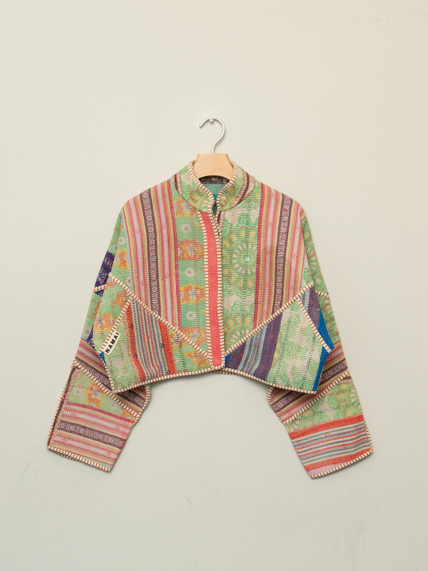 The Kaira Cropped Quilted Patchwork Kantha Jacket