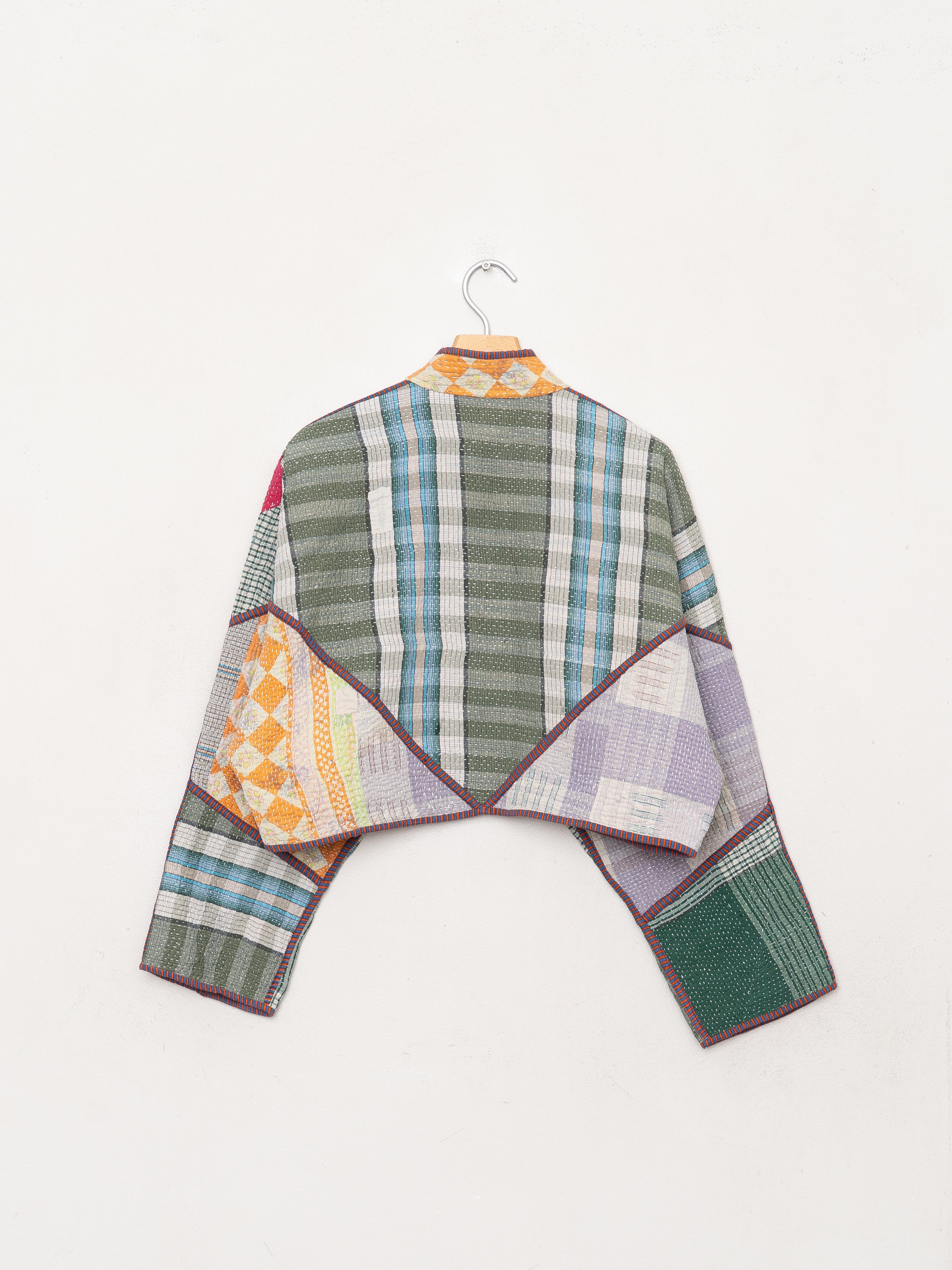 The Kaira Cropped Quilted Patchwork Kantha Jacket