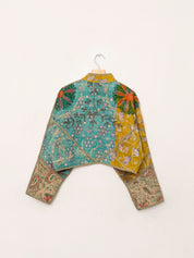 The Kaira Cropped Suzani Quilted Kantha Jacket