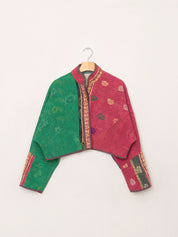 The Kaira Cropped Quilted Patchwork Kantha Jacket
